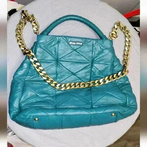 Miu Miu matelassé leather bag turquoise vintage